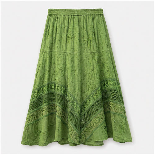 HS Rok Handmade in India - Meerdere Kleuren - Groen - achteraanzicht