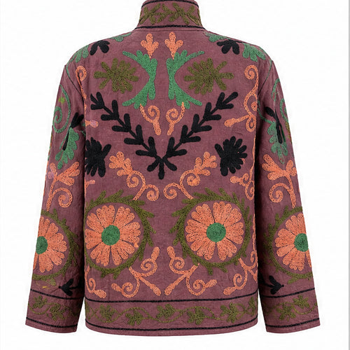 HS Luchtige Katoenen Damesjas Bruinroze Paisley Print - One Size - achteraanzicht