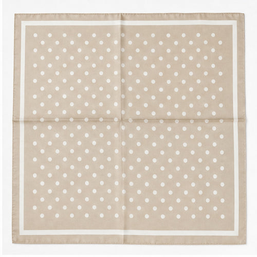 HS 70x70 Satijnen Look Sjaal Stippenprint - Meerdere Kleuren - Beige Witte Stippen - achteraanzicht