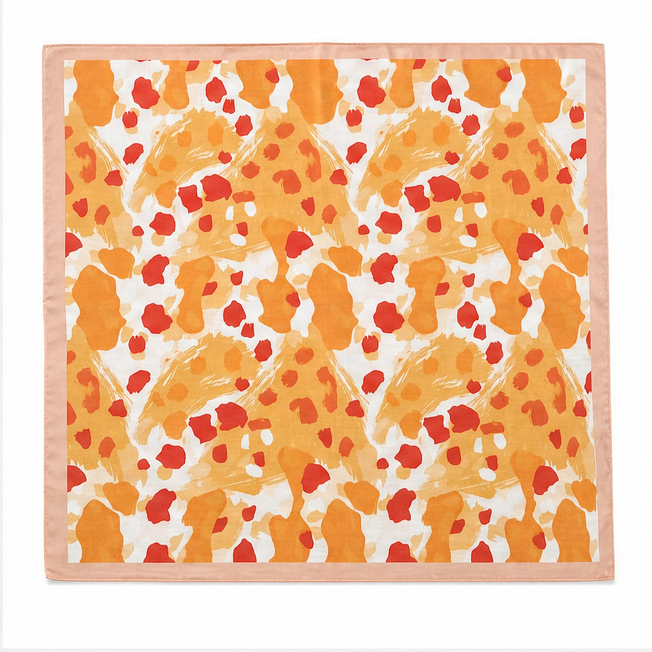 HS 70x70 Satijnen Look Sjaal - Abstract Oranje - Oranje Abstract - achteraanzicht