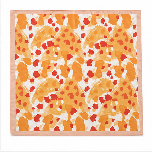 HS 70x70 Satijnen Look Sjaal - Abstract Oranje - Oranje Abstract - achteraanzicht