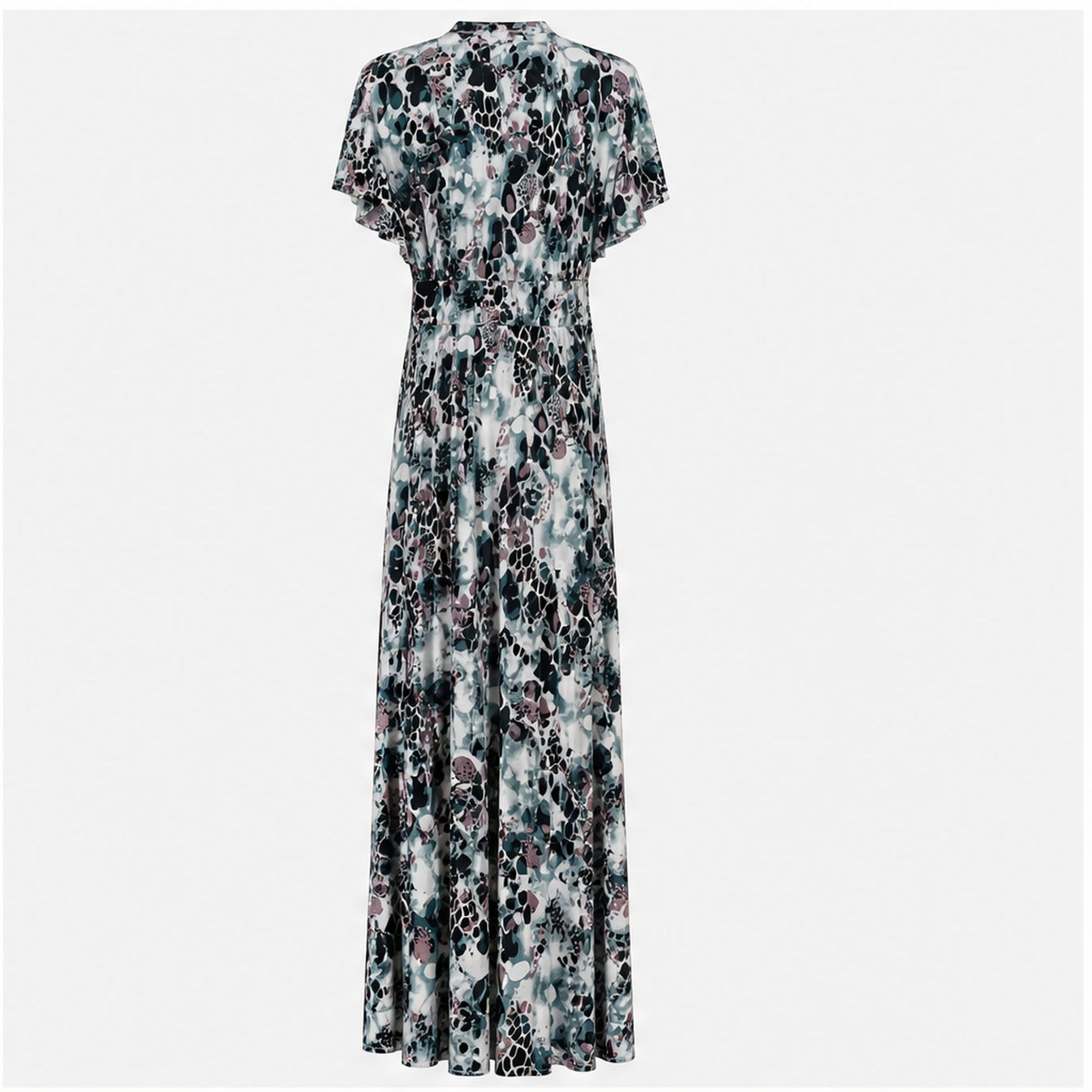 Jimi Fei Paris Zwart Wit Teal Bloemenprint - achteraanzicht