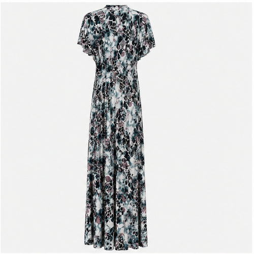 Jimi Fei Paris Zwart Wit Teal Bloemenprint - achteraanzicht