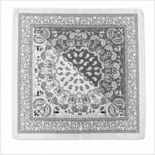 HS 70x70 Satijnen Look Sjaal Barok/Paisley - Meerdere Prints - Grijs Paisley - achteraanzicht