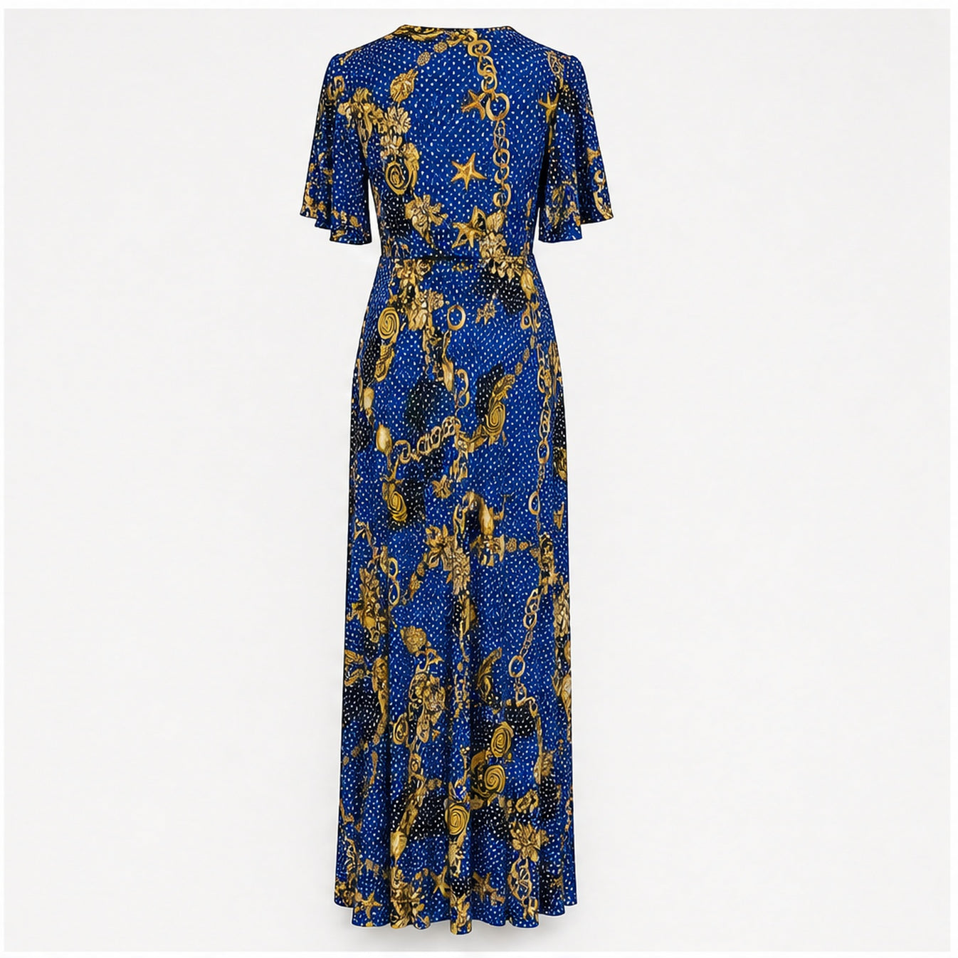Jimi Fei Paris Royal Blue Gouden Kettingprint - achteraanzicht