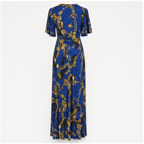 Jimi Fei Paris Royal Blue Gouden Kettingprint - achteraanzicht