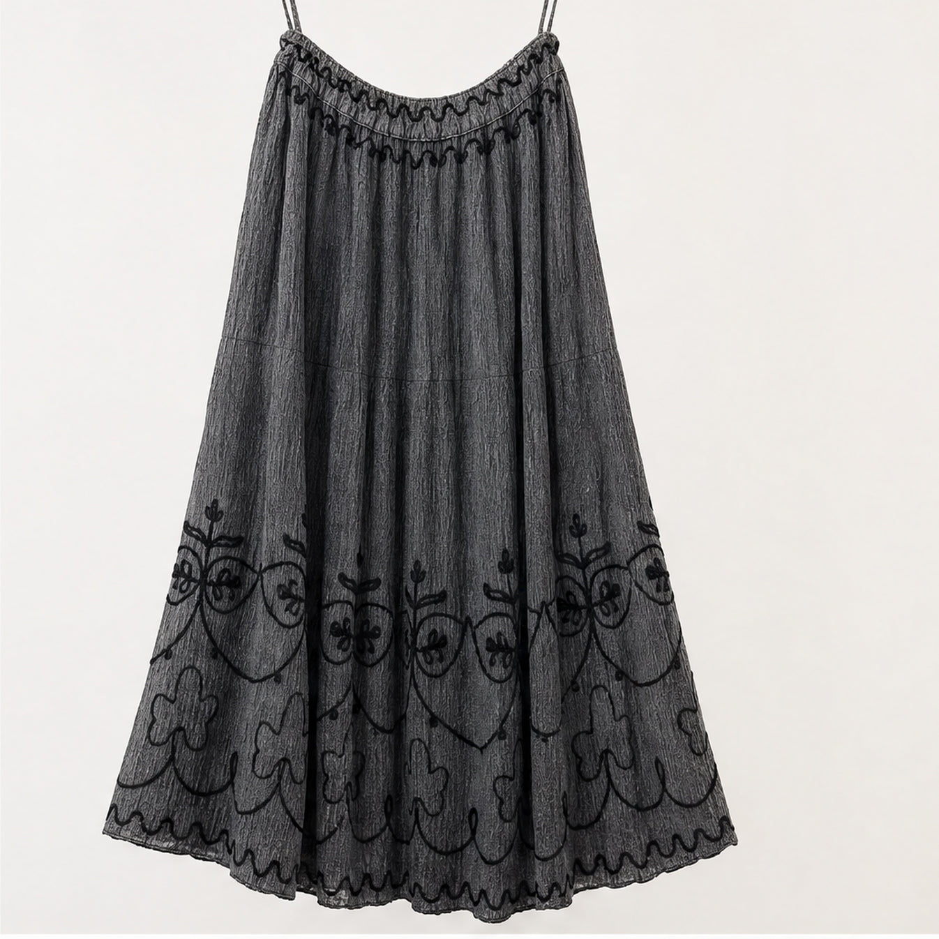 HS Rok Handmade in India - Meerdere Kleuren - Antraciet - achteraanzicht