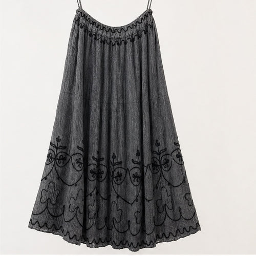 HS Rok Handmade in India - Meerdere Kleuren - Antraciet - achteraanzicht
