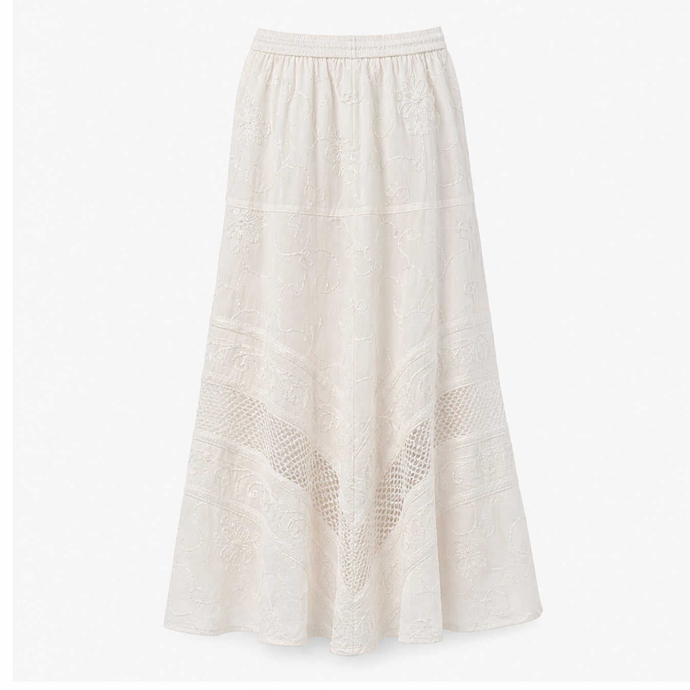 HS Rok Handmade in India - Meerdere Kleuren - Ecru - achteraanzicht