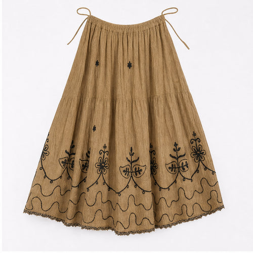 HS Rok Handmade in India - Meerdere Kleuren - Zand - achteraanzicht