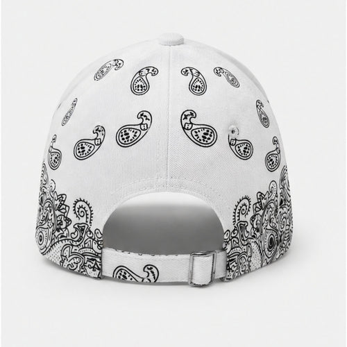 HS petje Wit Paisley Print - achteraanzicht