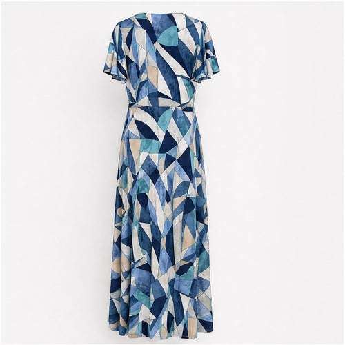 Jimi Fei Paris Blauw Creme Geometrisch - achteraanzicht