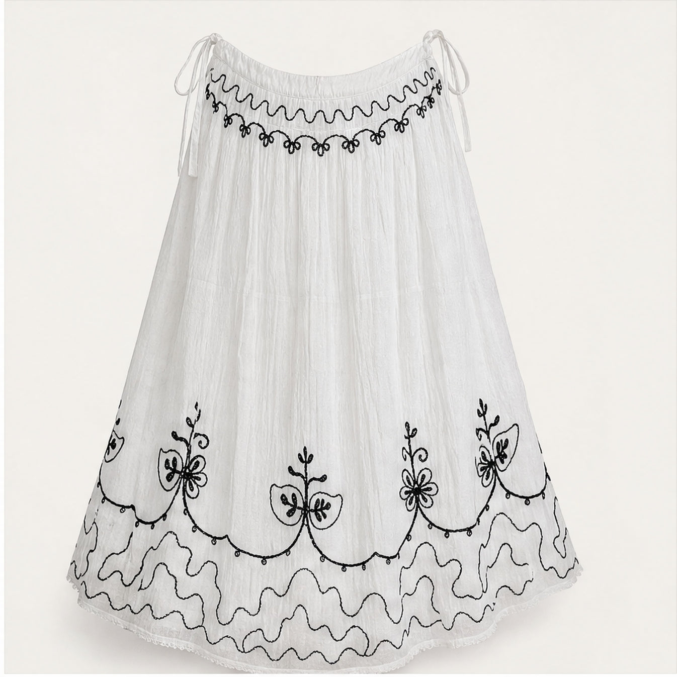 HS Rok Handmade in India - Meerdere Kleuren - Wit - achteraanzicht