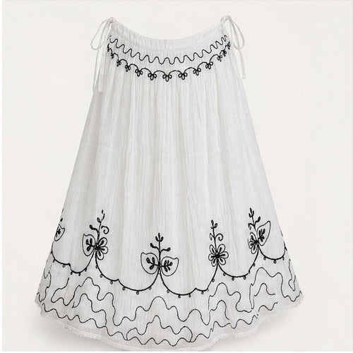 HS Rok Handmade in India - Meerdere Kleuren - Wit - achteraanzicht