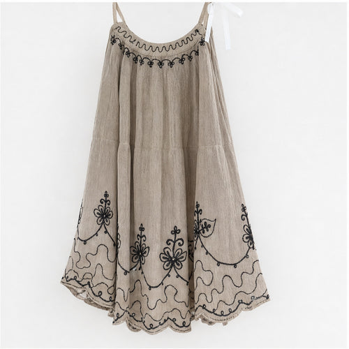 HS Rok Handmade in India - Meerdere Kleuren - Taupegrijs - achteraanzicht