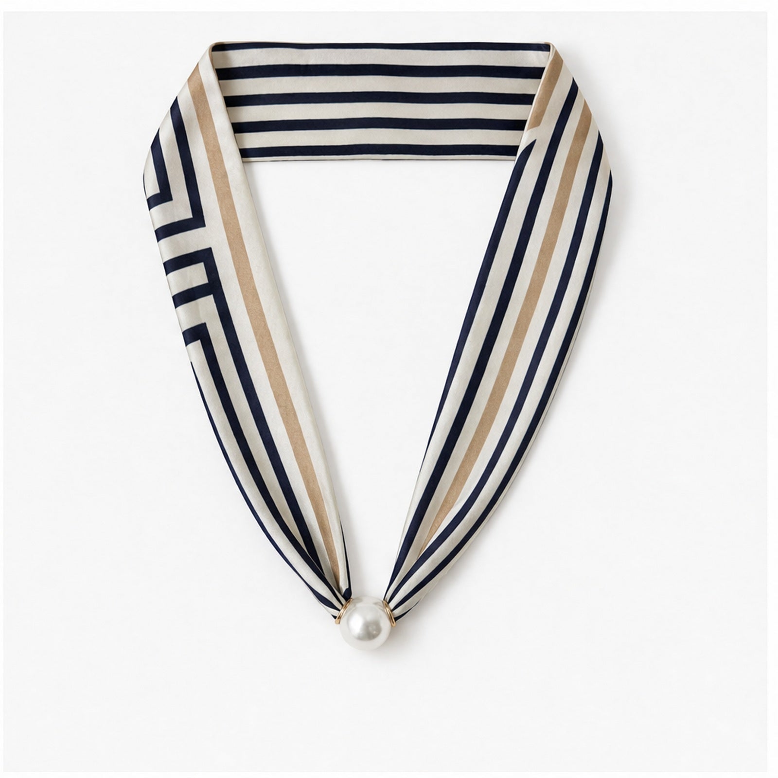 HS Parelsjaal - Meerdere Prints - Navy Beige Strepen - achteraanzicht
