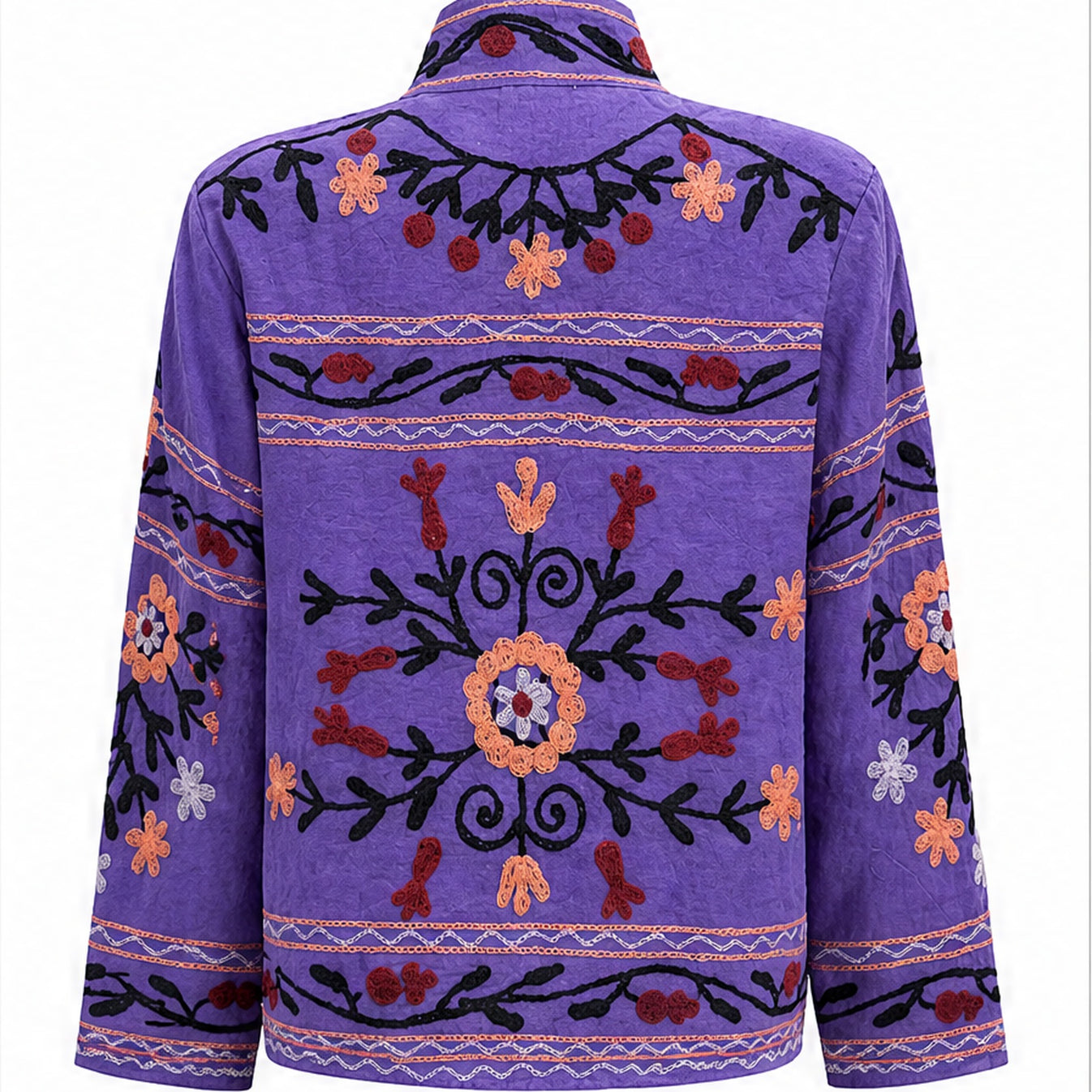 HS Luchtige Katoenen Damesjas Ornament Print - Paars Bohemian Print - achteraanzicht