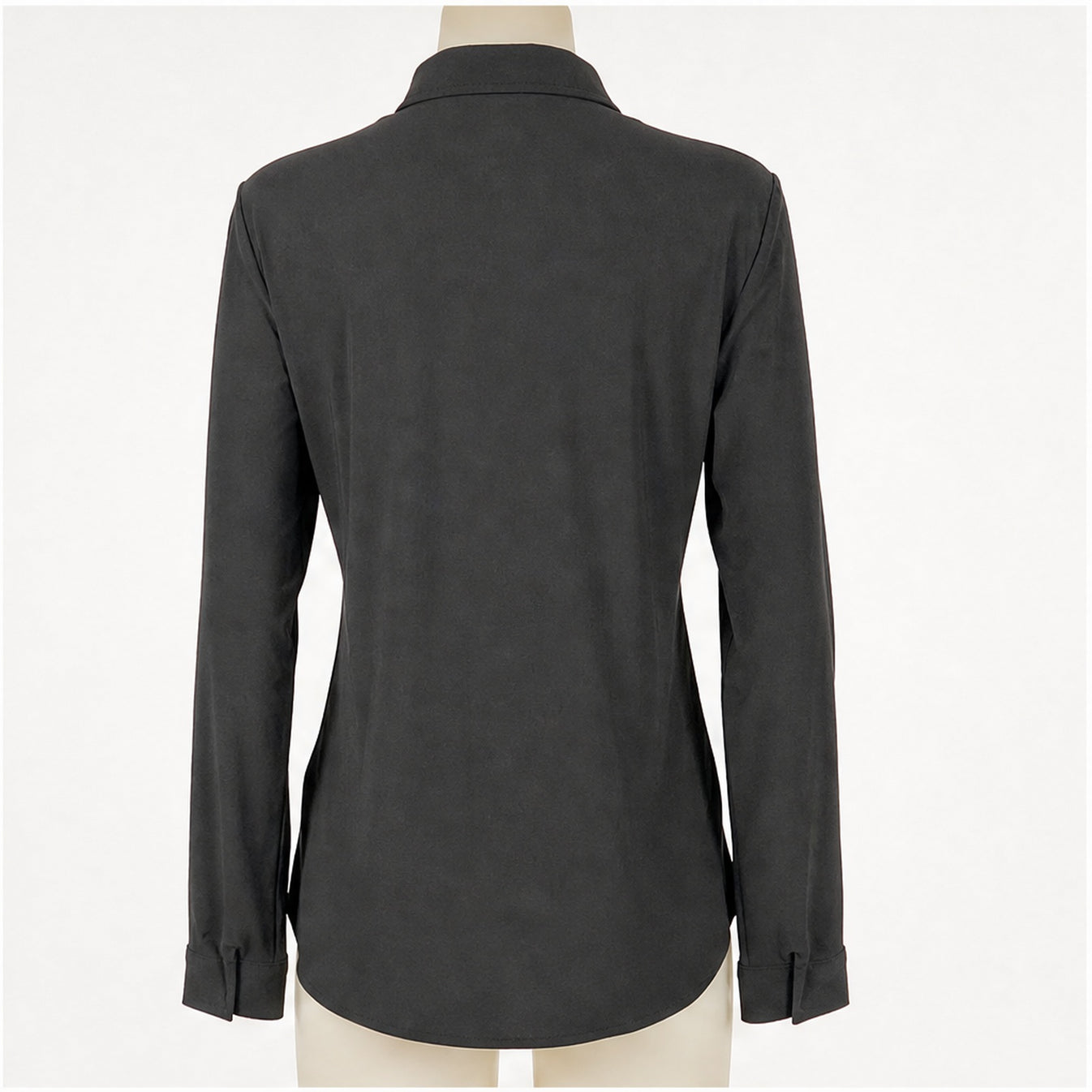 Angelle Milan Blouse - Zwart Effen - achteraanzicht