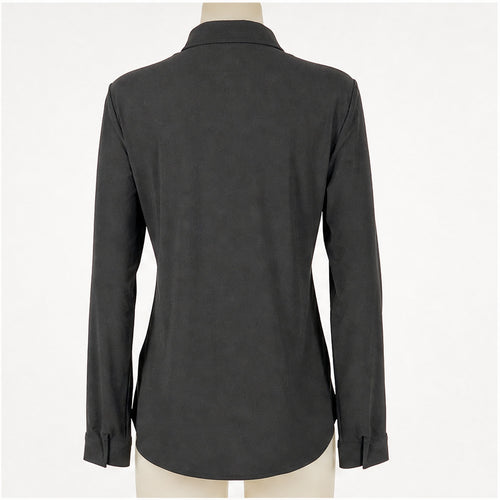 Angelle Milan Blouse - Zwart Effen - achteraanzicht