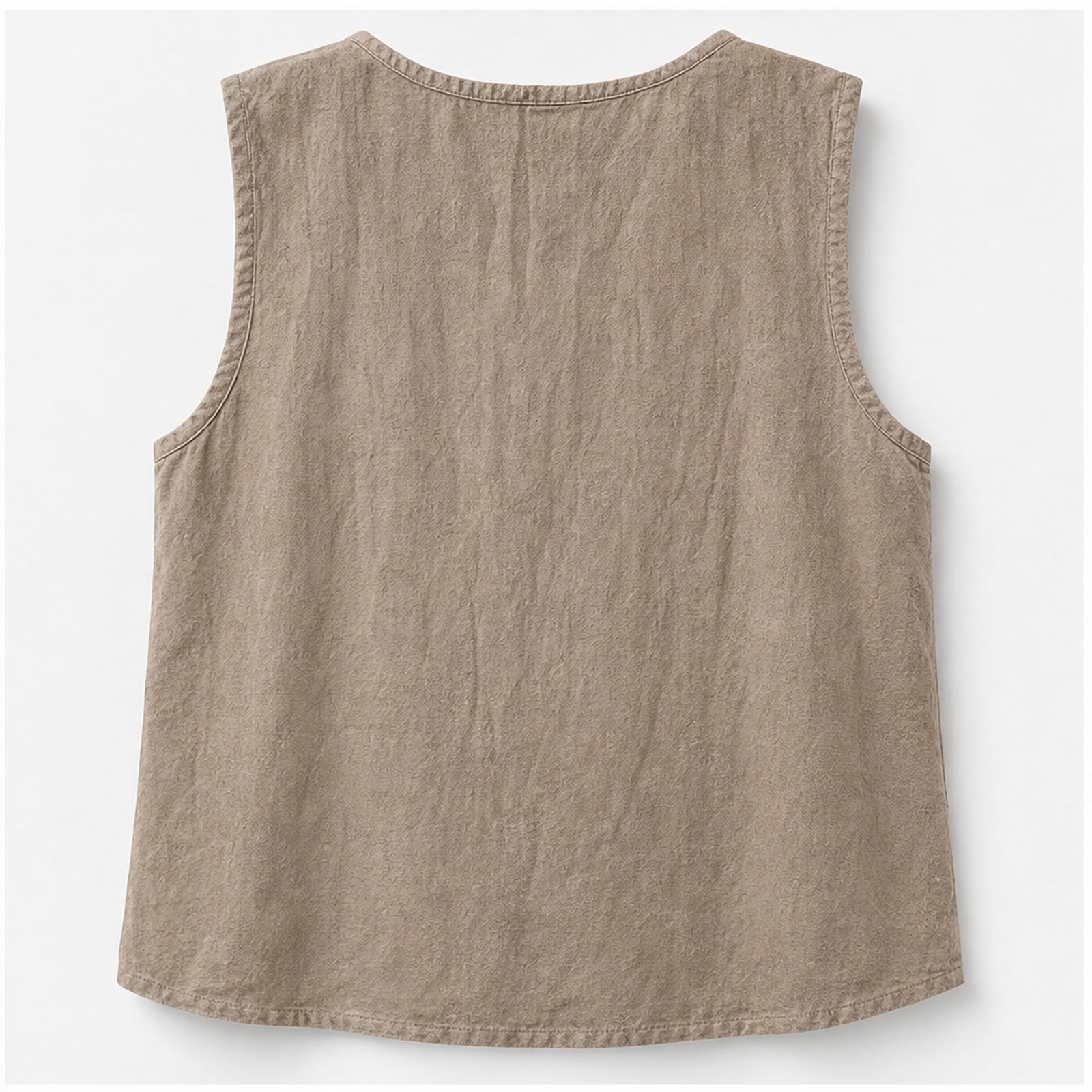 HS Mouwloos Shirt - Meerdere Kleuren - Taupe Borduursel - achteraanzicht