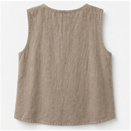 HS Mouwloos Shirt - Meerdere Kleuren - Taupe Borduursel - achteraanzicht