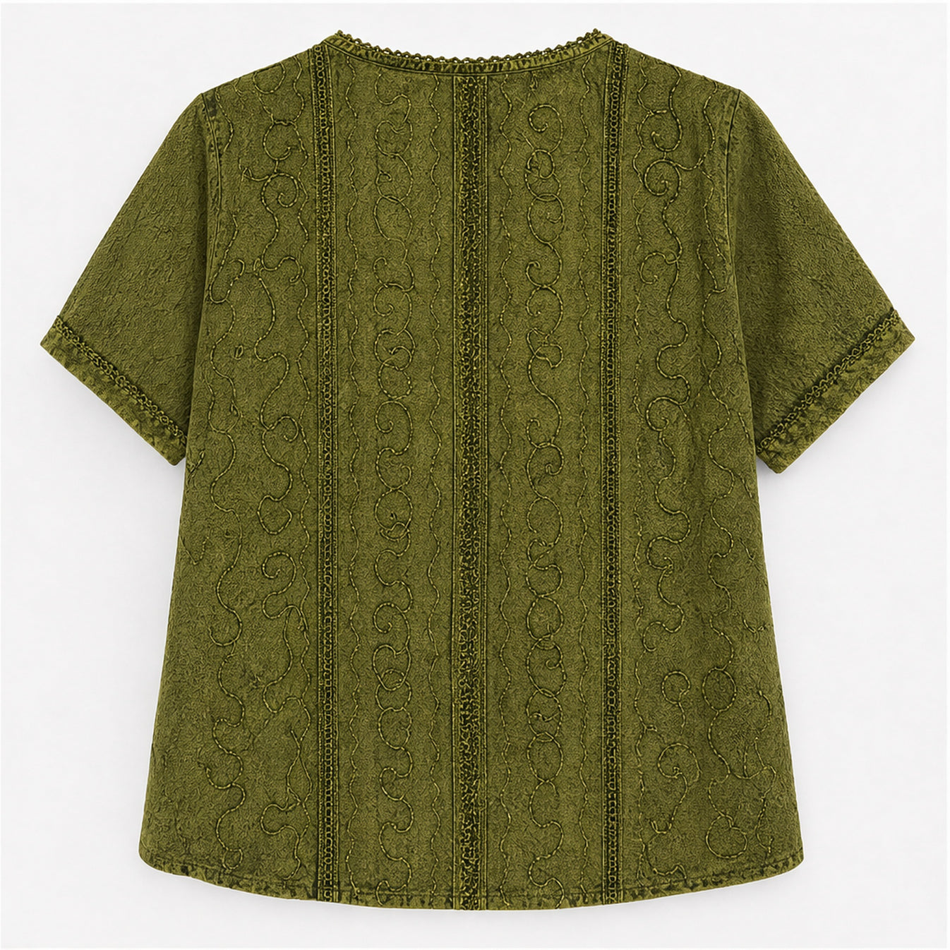 HS Top Handmade India - Meerdere Kleuren - Olijfgroen - achteraanzicht