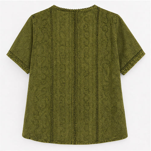 HS Top Handmade India - Meerdere Kleuren - Olijfgroen - achteraanzicht