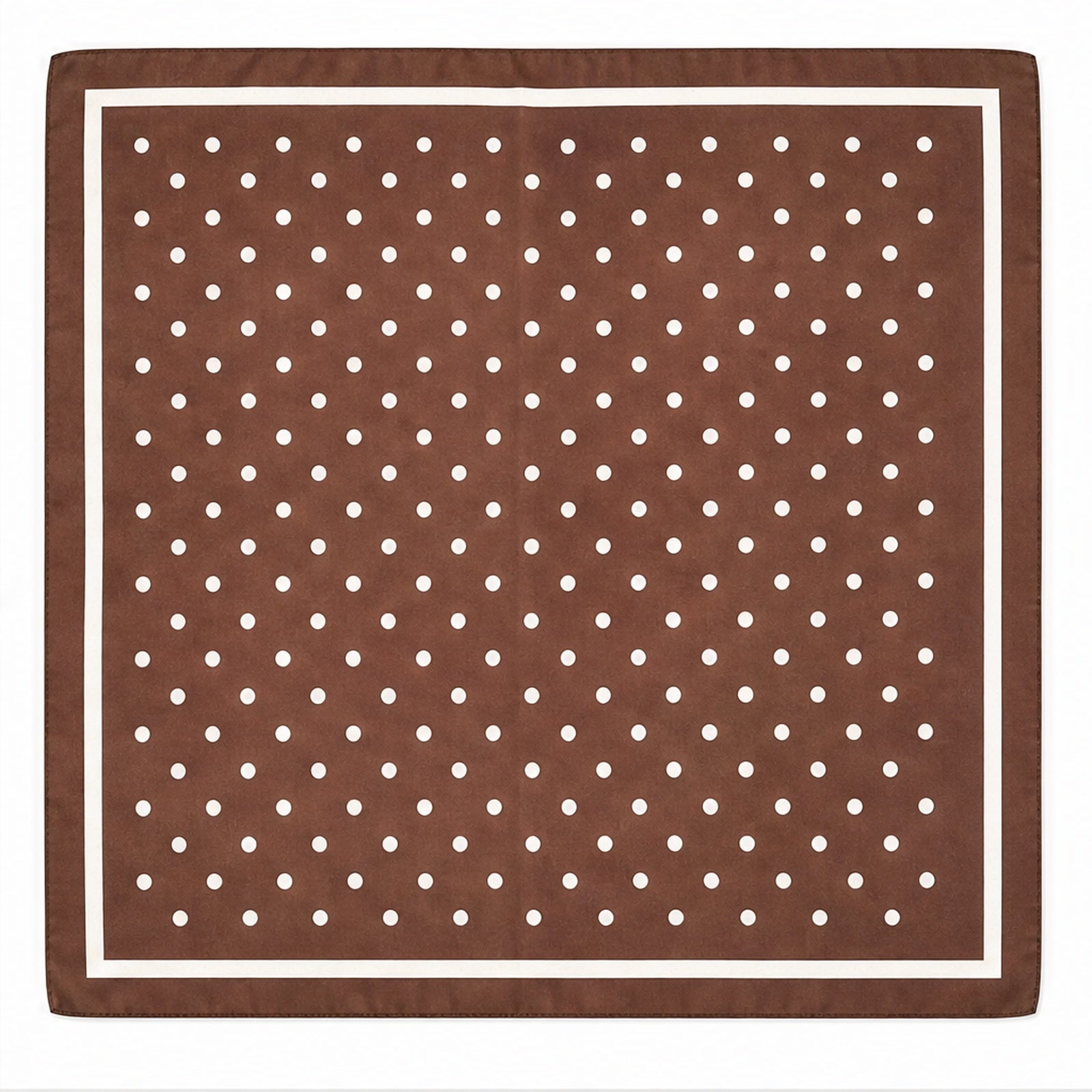 HS 70x70 Satijnen Look Sjaal Stippenprint - Meerdere Kleuren - Bruin Witte Stippen - achteraanzicht