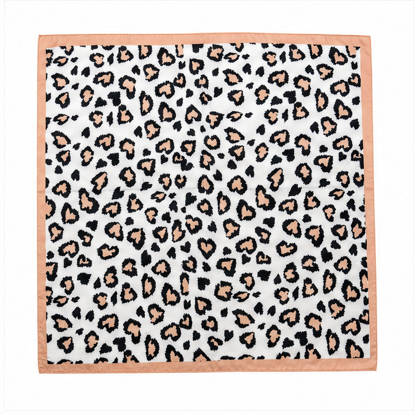 HS 70x70 Satijnen Look Sjaal Animalprint - Meerdere Prints - Perzik Leopardprint - achteraanzicht