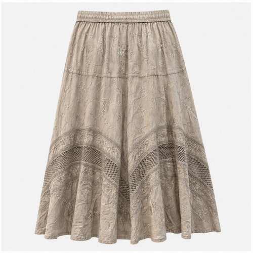 HS Rok Handmade in India - Meerdere Kleuren - Taupe - achteraanzicht