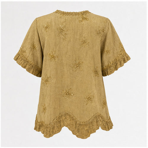 HS Top - Meerdere Kleuren - Camel Borduursel - achteraanzicht