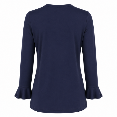 Signature top navy ruffle - Achteraanzicht ghost mannequin