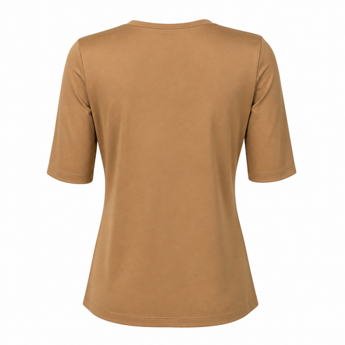 Stella Fiora Top - Camel V-Hals - Achteraanzicht ghost mannequin