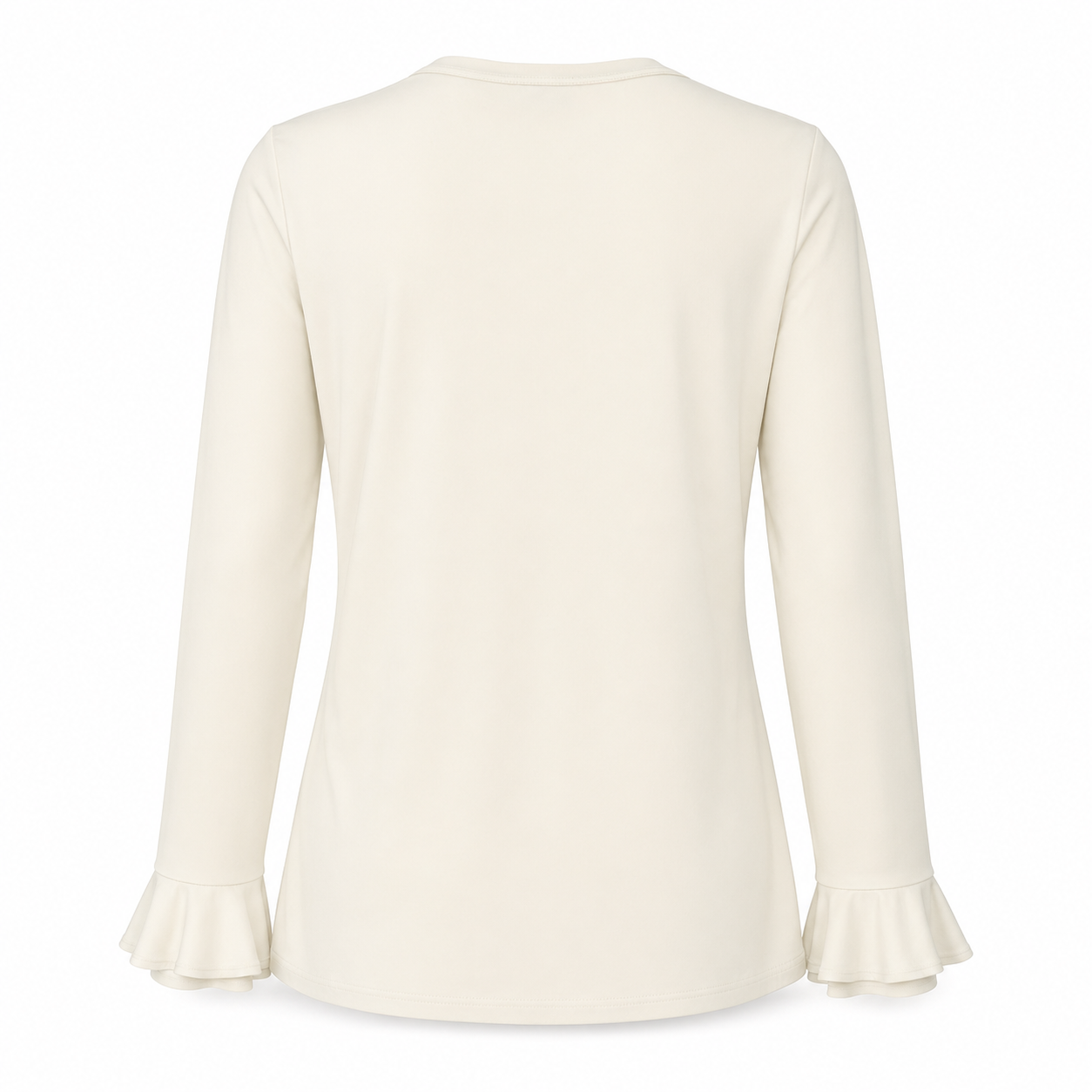 Signature top offwhite ruffle - Achteraanzicht ghost mannequin