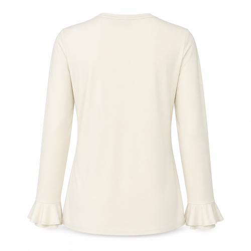 Signature top offwhite ruffle - Achteraanzicht ghost mannequin