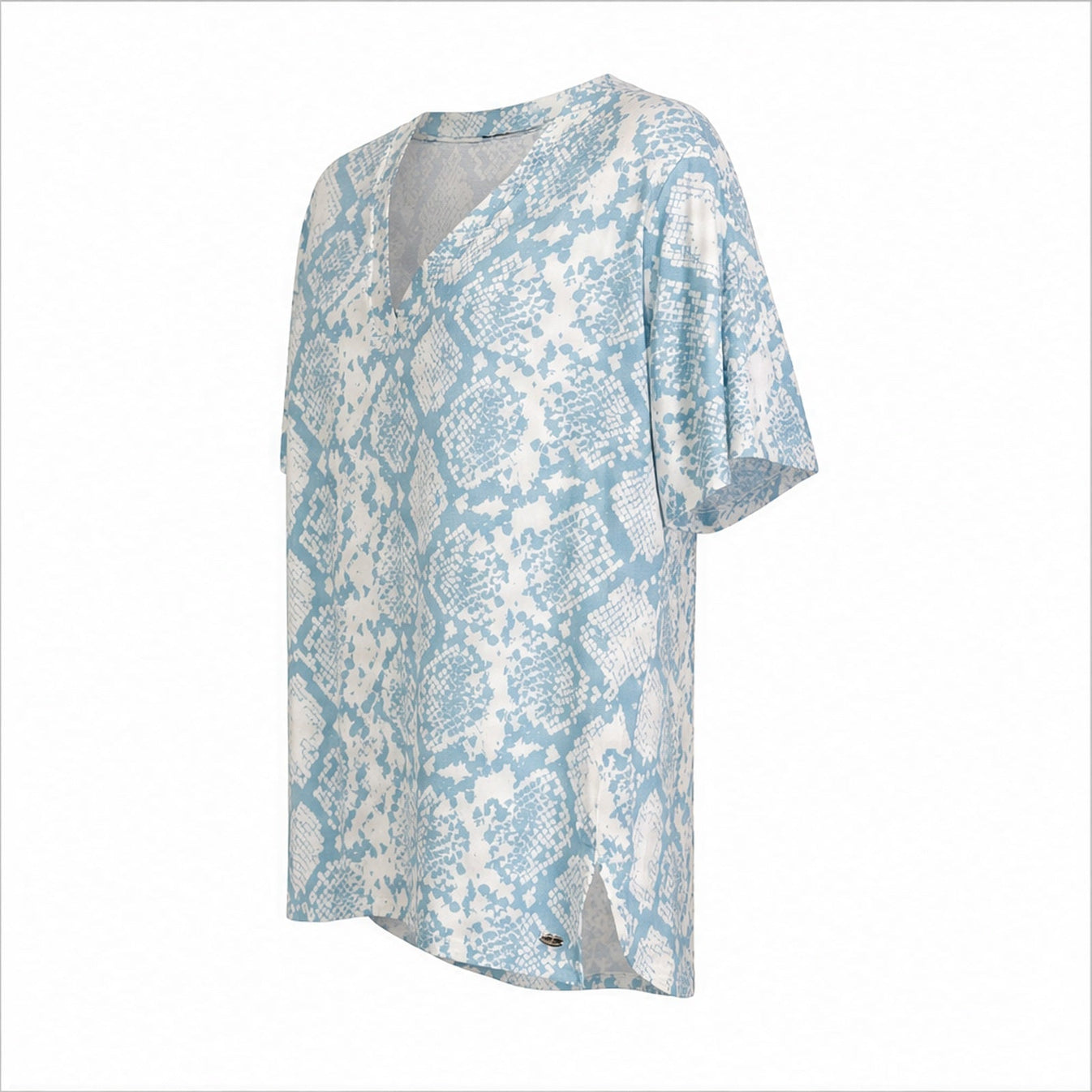 Angelle Milan Shirt - Lichtblauw Slangenprint - zijaanzicht