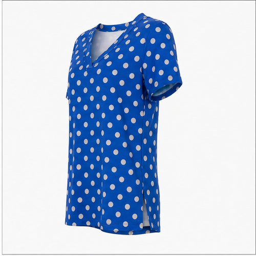 Angelle Milan Shirt - Blauw Witte Stippenprint - zijaanzicht