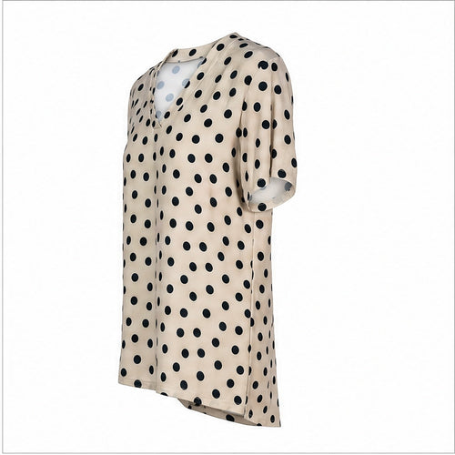 Angelle Milan Shirt - Beige Zwarte Stippenprint - zijaanzicht