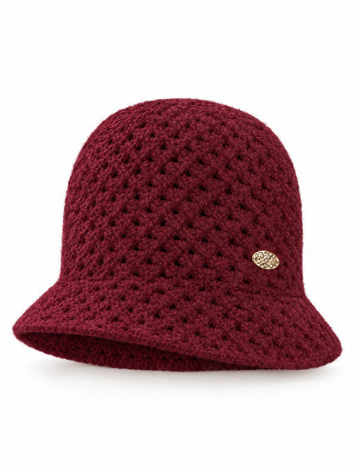 Gehaakte Bucket Hat met Gouden Plaatje