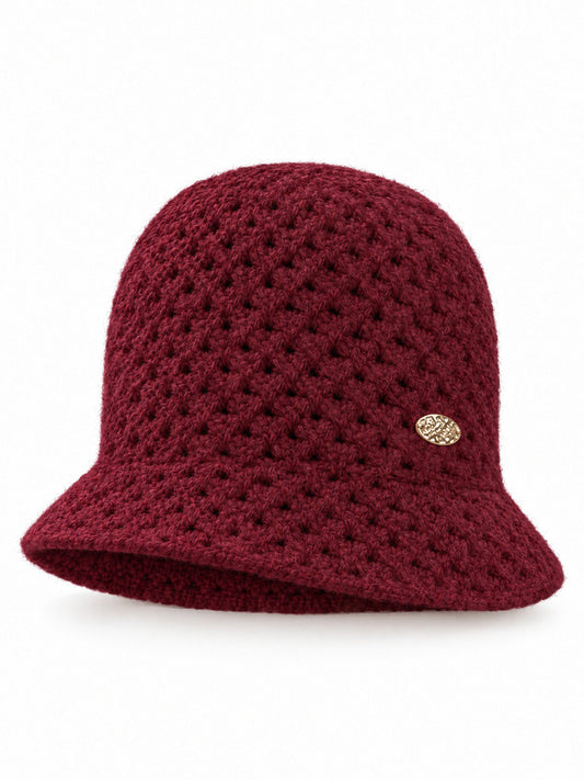 Gehaakte Bucket Hat met Gouden Plaatje