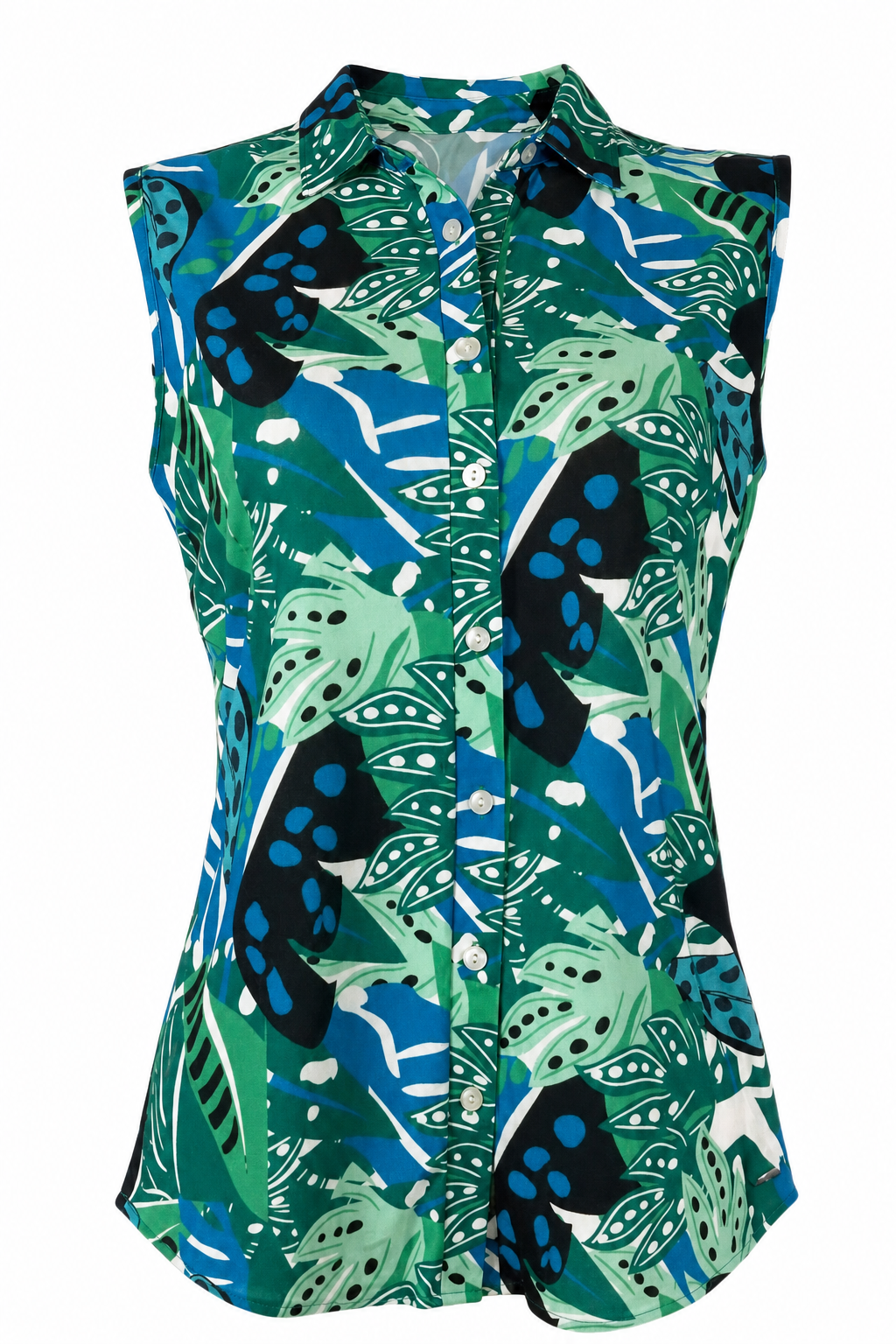 Blauwe Mouwloze Blouse - Vooraanzicht productfoto