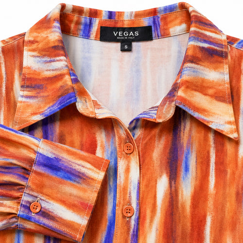 Vegas blouse abstracte print - Detail halslijn en label