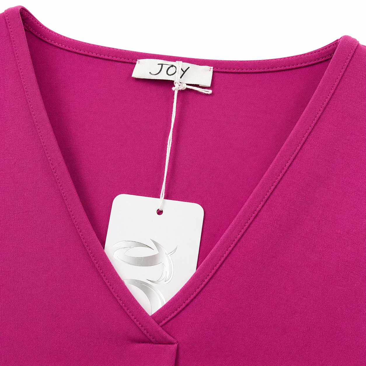 Joy blouse abstracte print - Detail halslijn en label
