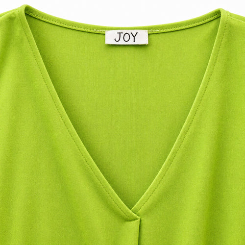 Joy blouse abstracte print - Detail halslijn en label