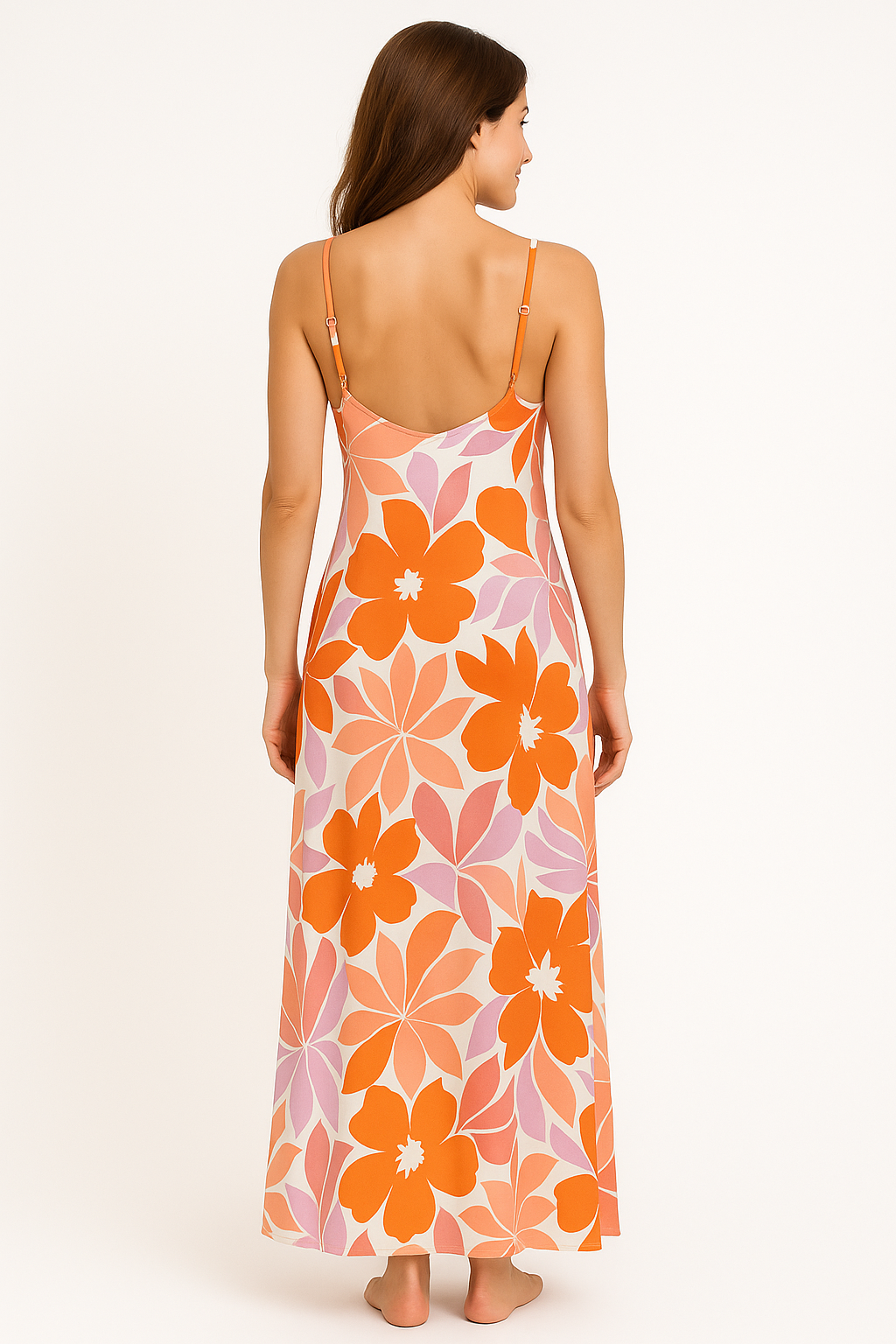 Angelle Milan Maxi Zomerjurk – Travelstof – Spaghetti Bandjes – V-Ruffle Onderzijde – Bloemenprint – S t/m XXL - Mapsy B.V