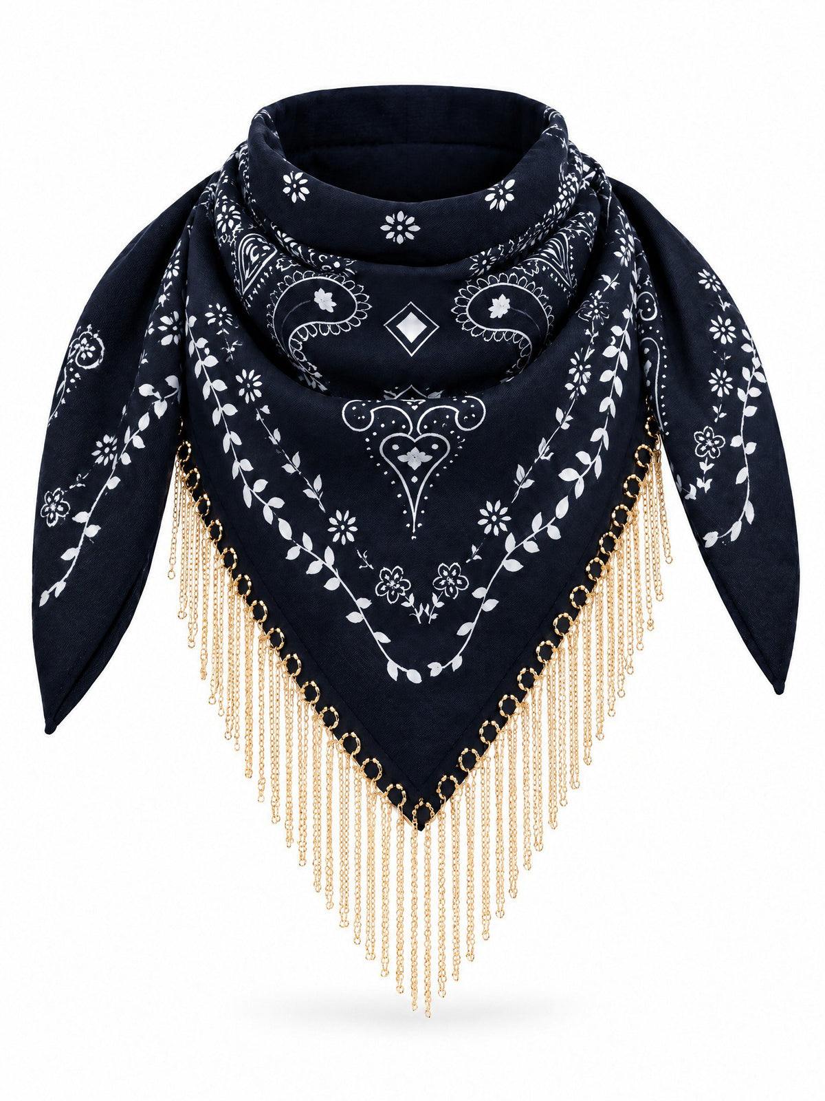 Bandana Sjaal Paisley met Gouden Kettingfranje