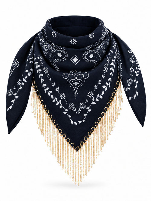 Bandana Sjaal Paisley met Gouden Kettingfranje