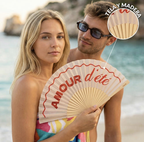 HS Handwaaier met Koord - Meerdere Teksten - Amour d'ete - lifestyle-2 - sfeerbeeld 2