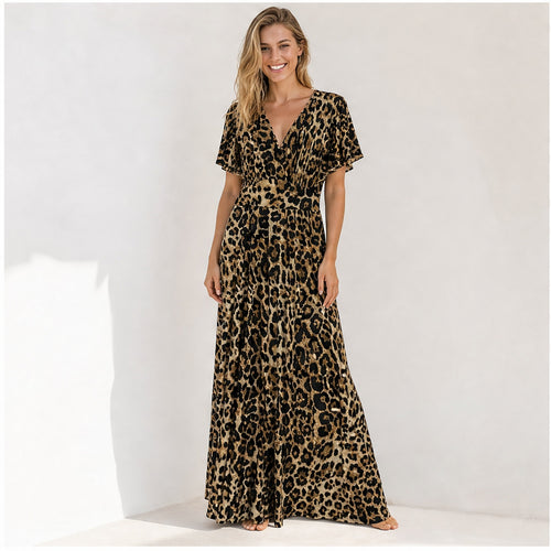 Jimi Fei Paris Bruin Leopard - op model