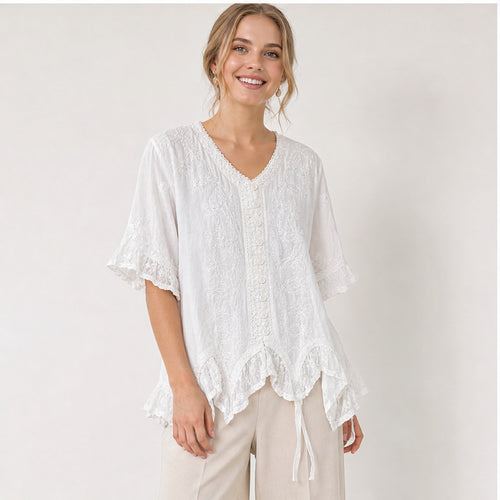 HS Top - Meerdere Kleuren - Wit Borduursel - op model